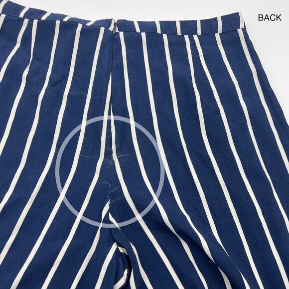 Reformation Sorrenti Pant Capone Stripe Navy Blue - Picture 9 of 12